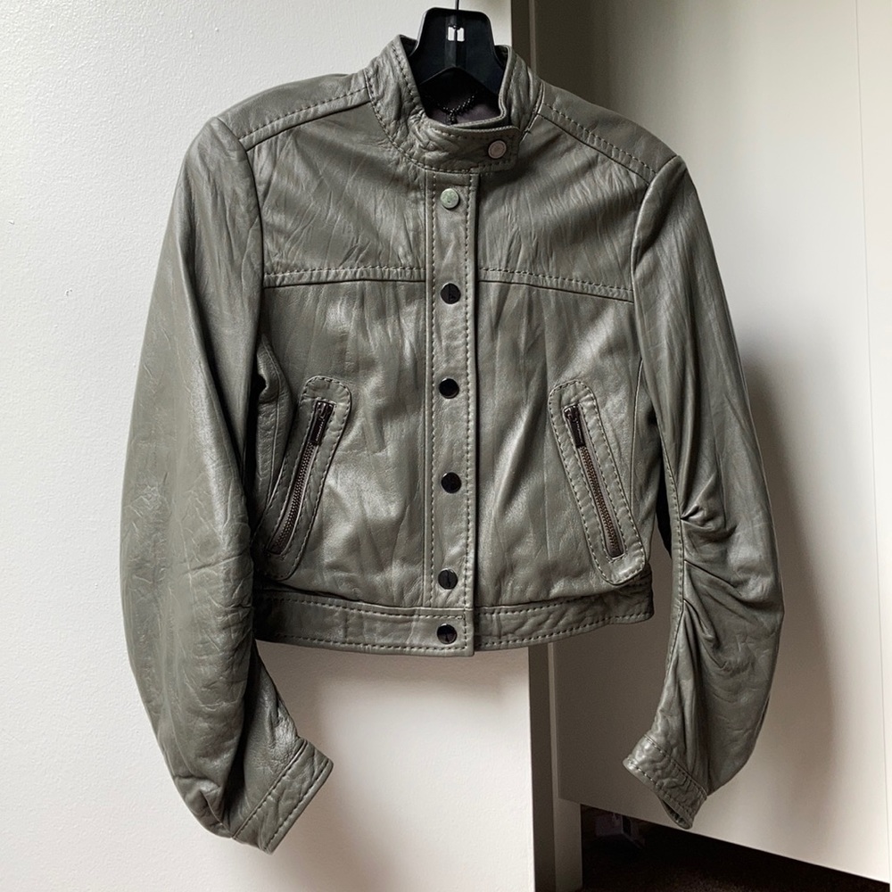 Bcbgmaxazria leather crop jacket